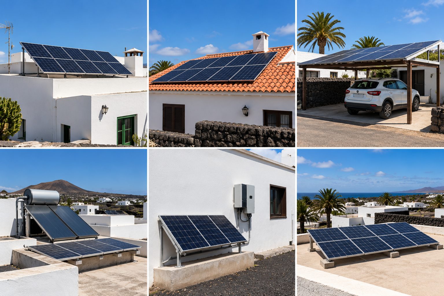 Distintos tipos de instalaciones solares en casas canarias